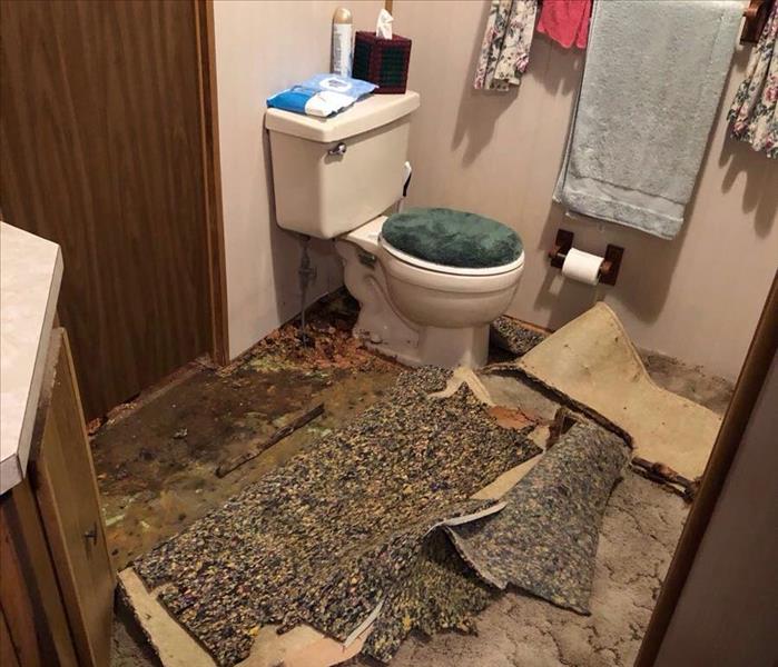 Water damage caused by leaking toilet