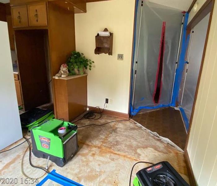 Water Damage containment and floor removal.